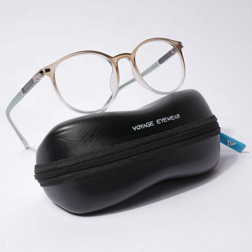 Voyage FlexLite Olive & Transparent Oval Eyeglasses for Men & Women - MG5585-C4