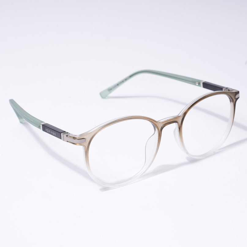 Voyage FlexLite Olive & Transparent Oval Eyeglasses for Men & Women - MG5585-C4