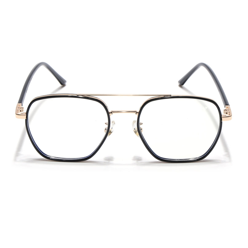 Voyage Maverick Golden & Black Wayfarer Eyeglasses for Men & Women - MG5101-C1