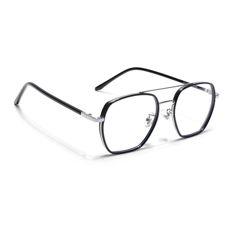 Voyage Maverick Silver & Black Wayfarer Eyeglasses for Men & Women - MG5102-C2