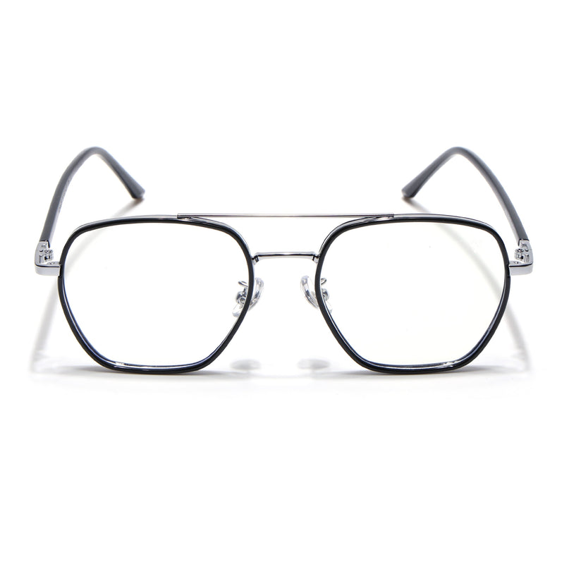 Voyage Maverick Silver & Black Wayfarer Eyeglasses for Men & Women - MG5102-C2