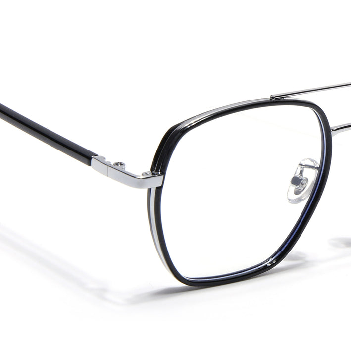 Voyage Maverick Silver & Black Wayfarer Eyeglasses for Men & Women - MG5102-C2