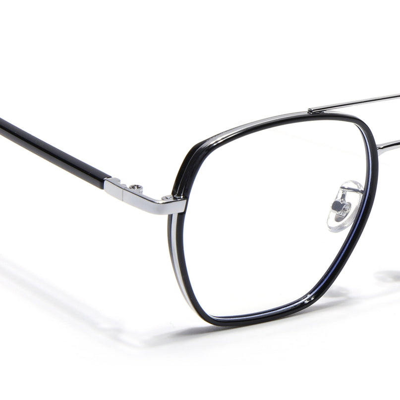 Voyage Maverick Silver & Black Wayfarer Eyeglasses for Men & Women - MG5102-C2