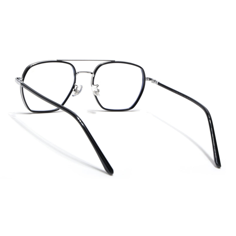 Voyage Maverick Silver & Black Wayfarer Eyeglasses for Men & Women - MG5102-C2