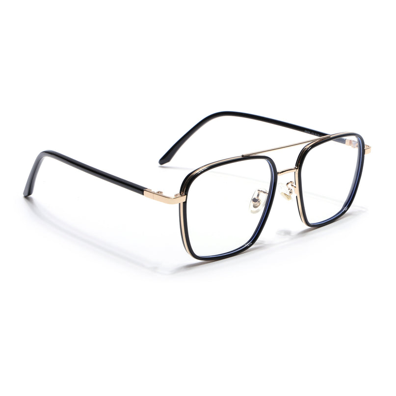 Voyage Maverick Golden & Black Wayfarer Eyeglasses for Men & Women - MG5105-C1