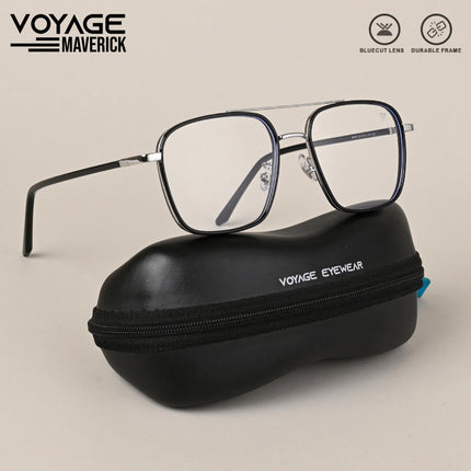 Voyage Maverick Silver & Black Wayfarer Eyeglasses for Men & Women - MG5106-C2