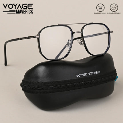 Voyage Maverick Grey & Black Wayfarer Eyeglasses for Men & Women - MG5111-C4