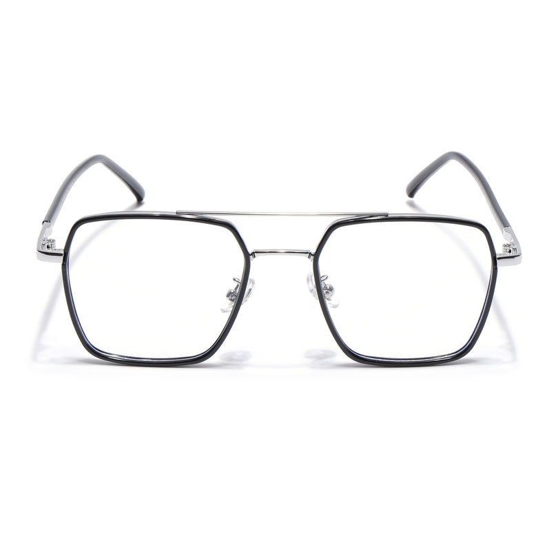 Voyage Maverick Black & Silver Wayfarer Eyeglasses for Men & Women - MG5114-C2