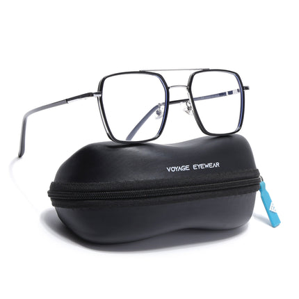 Voyage Maverick Black & Silver Wayfarer Eyeglasses for Men & Women - MG5114-C2