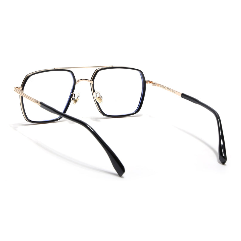 Voyage Black & Golden Wayfarer Eyeglasses for Men & Women - MG5119-C1