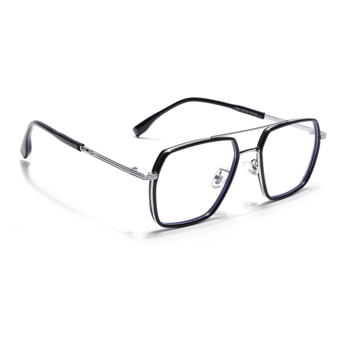 Voyage Black & Silver Wayfarer Eyeglasses for Men & Women - MG5120-C2