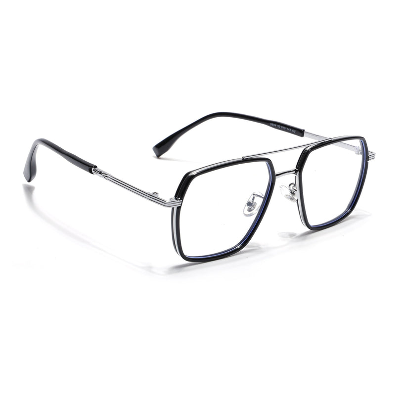 Voyage Black & Silver Wayfarer Eyeglasses for Men & Women - MG5120-C2