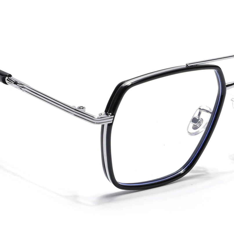 Voyage Black & Silver Wayfarer Eyeglasses for Men & Women - MG5120-C2