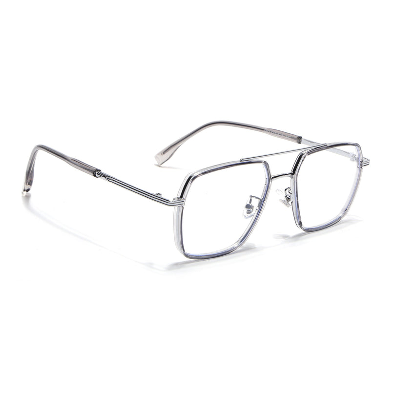 Voyage Grey & Silver Wayfarer Eyeglasses for Men & Women - MG5121-C3