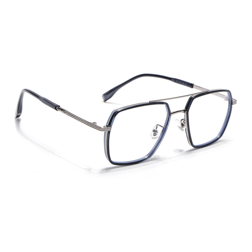 Voyage Blue & Silver Wayfarer Eyeglasses for Men & Women - MG5122-C4