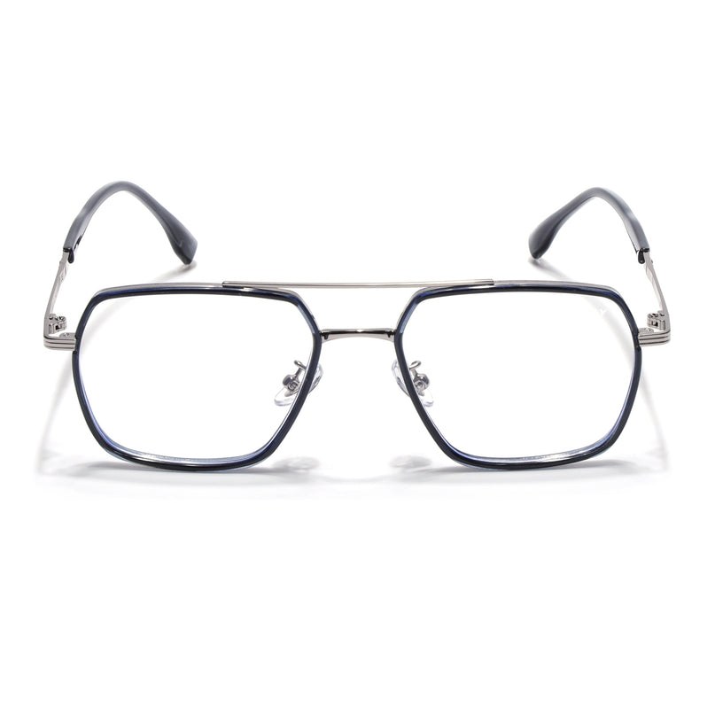Voyage Blue & Silver Wayfarer Eyeglasses for Men & Women - MG5122-C4