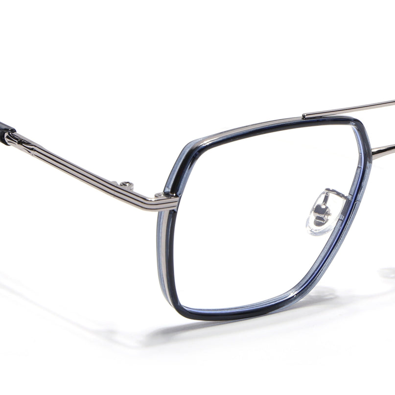 Voyage Blue & Silver Wayfarer Eyeglasses for Men & Women - MG5122-C4
