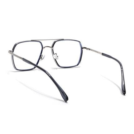 Voyage Blue & Silver Wayfarer Eyeglasses for Men & Women - MG5122-C4