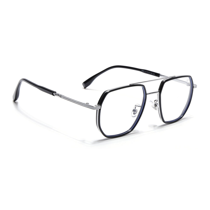 Voyage Black & Silver Wayfarer Eyeglasses for Men & Women - MG5125-C2