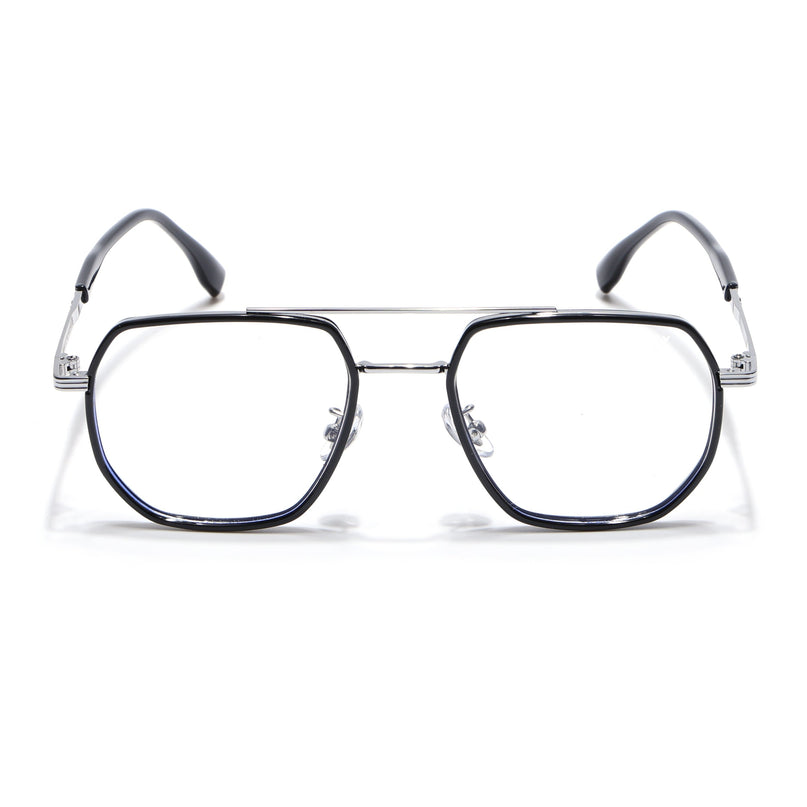 Voyage Black & Silver Wayfarer Eyeglasses for Men & Women - MG5125-C2