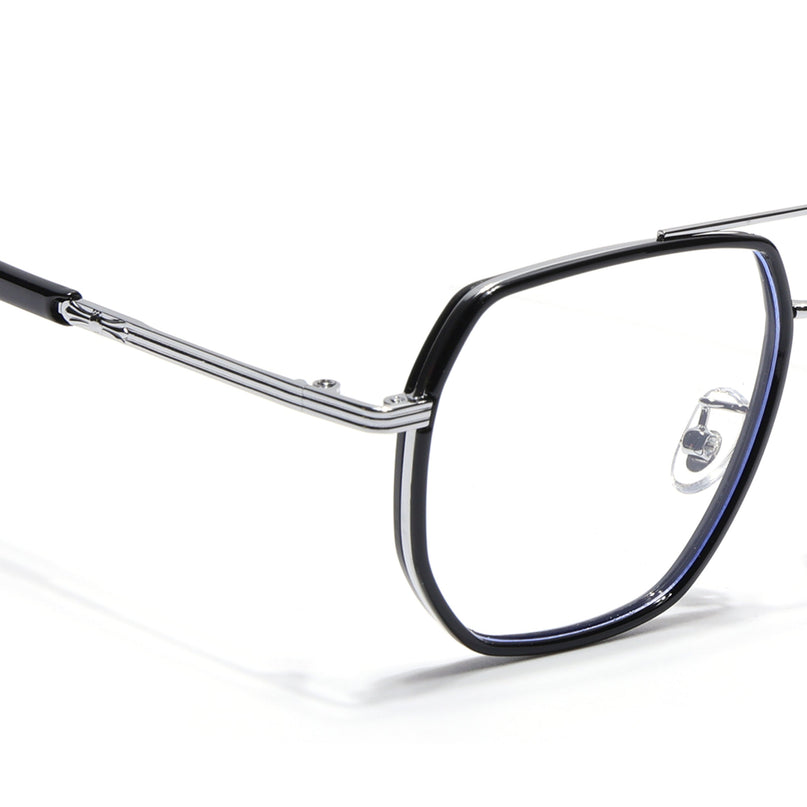 Voyage Black & Silver Wayfarer Eyeglasses for Men & Women - MG5125-C2