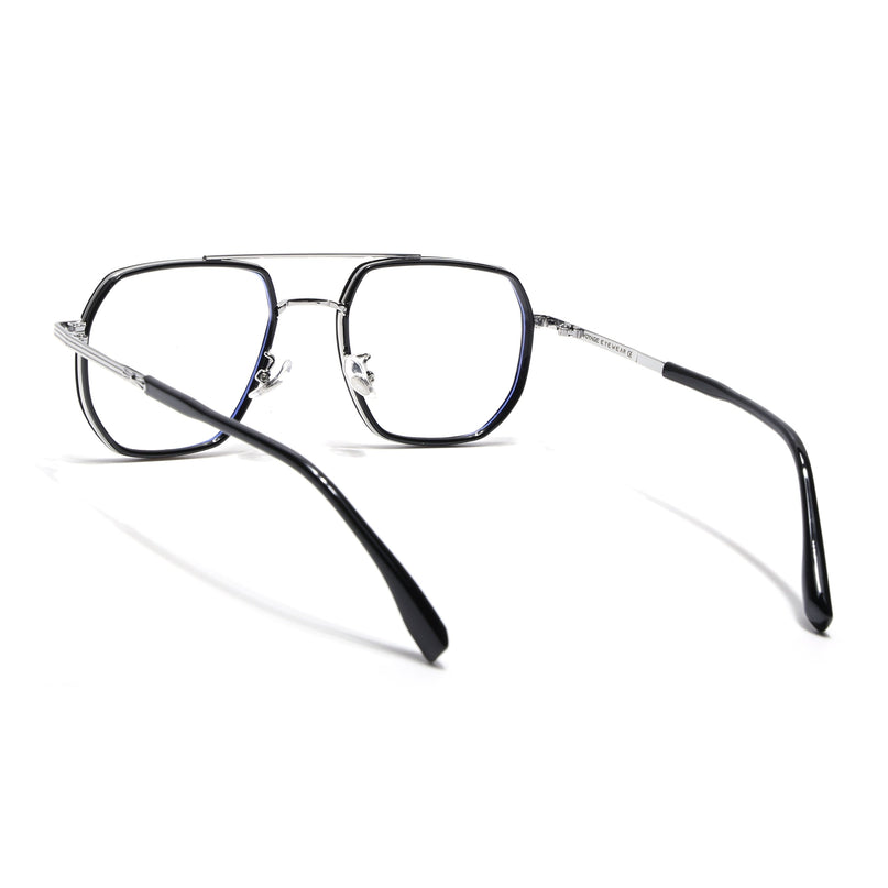 Voyage Black & Silver Wayfarer Eyeglasses for Men & Women - MG5125-C2