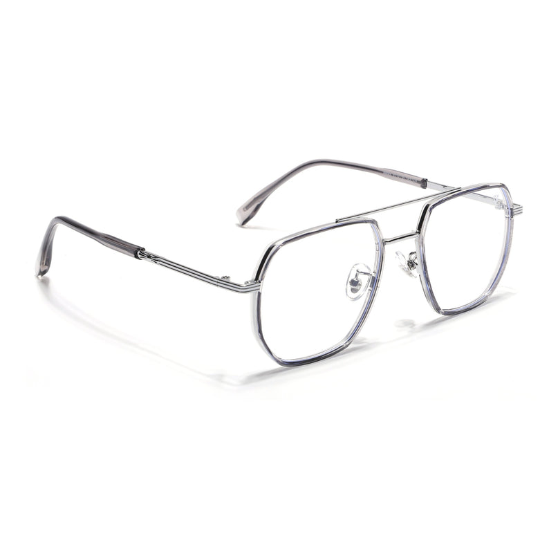 Voyage Grey & Silver Wayfarer Eyeglasses for Men & Women - MG5126-C3