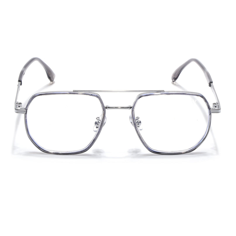 Voyage Grey & Silver Wayfarer Eyeglasses for Men & Women - MG5126-C3