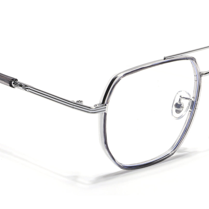 Voyage Grey & Silver Wayfarer Eyeglasses for Men & Women - MG5126-C3