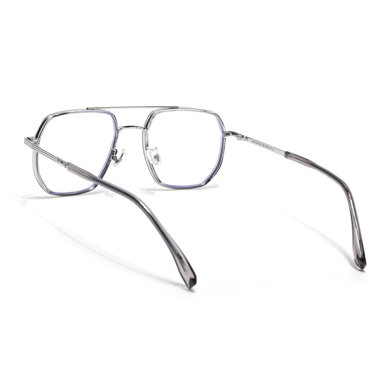 Voyage Grey & Silver Wayfarer Eyeglasses for Men & Women - MG5126-C3