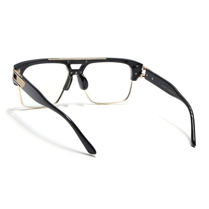 Voyage Exclusive Black & Golden Wayfarer Eyeglasses for Men & Women - MG5246-C1