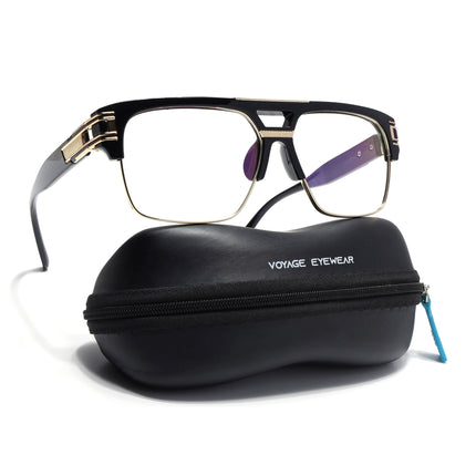 Voyage Exclusive Black & Golden Wayfarer Eyeglasses for Men & Women - MG5246-C1