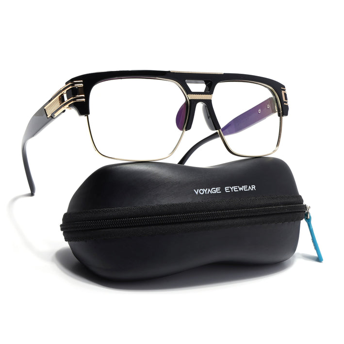 Voyage Exclusive Black & Golden Wayfarer Eyeglasses for Men & Women - MG5246-C1