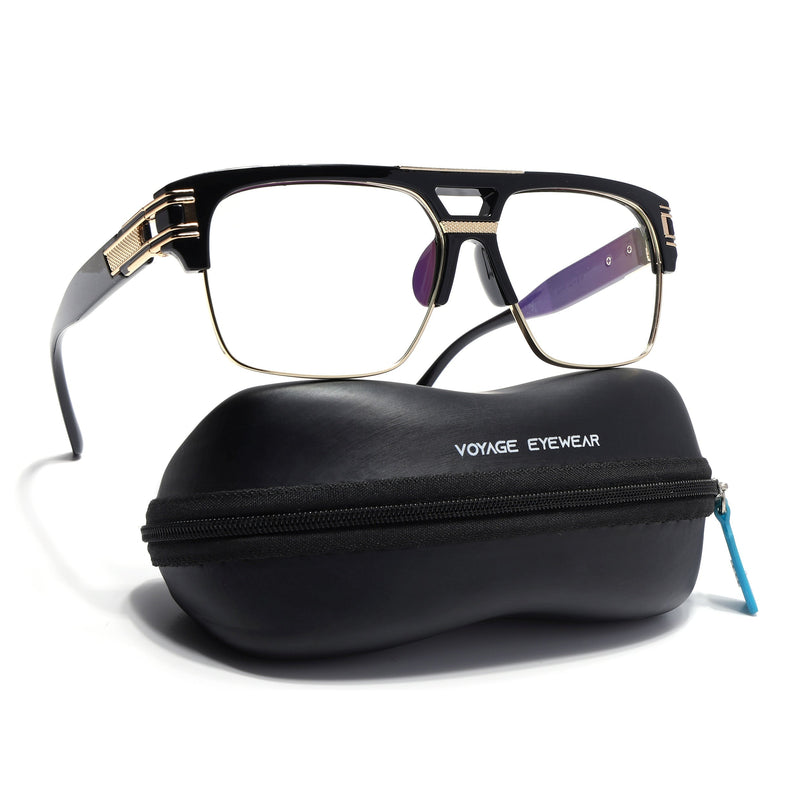 Voyage Exclusive Black & Golden Wayfarer Eyeglasses for Men & Women - MG5246-C1