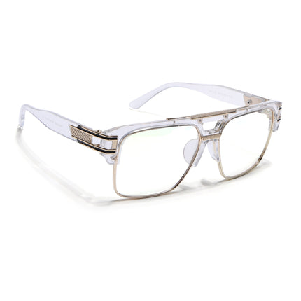 Voyage Exclusive Transparent & Golden Wayfarer Eyeglasses for Men & Women - MG5247-C2