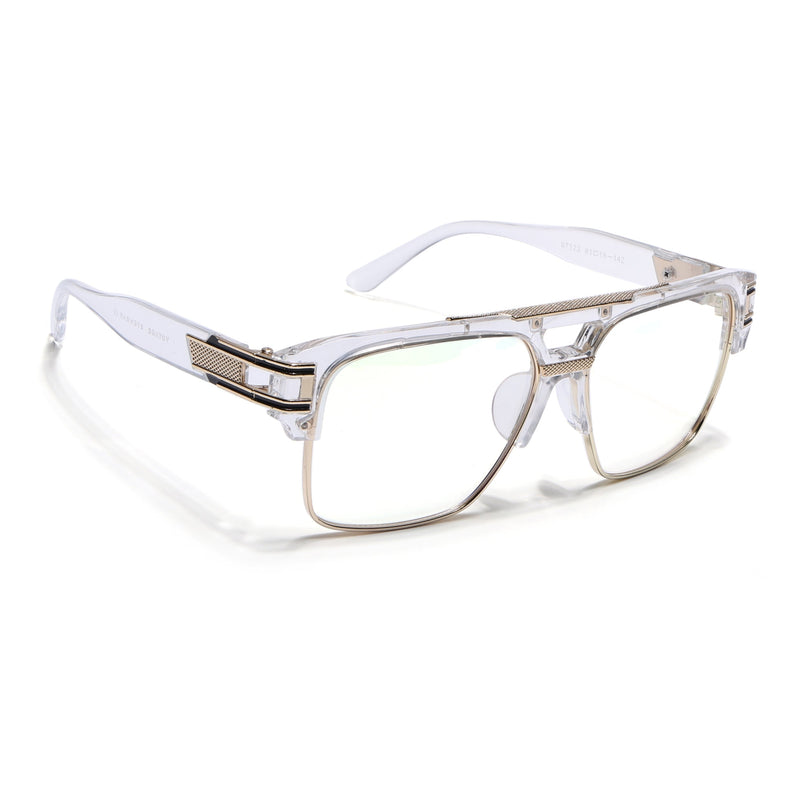 Voyage Exclusive Transparent & Golden Wayfarer Eyeglasses for Men & Women - MG5247-C2