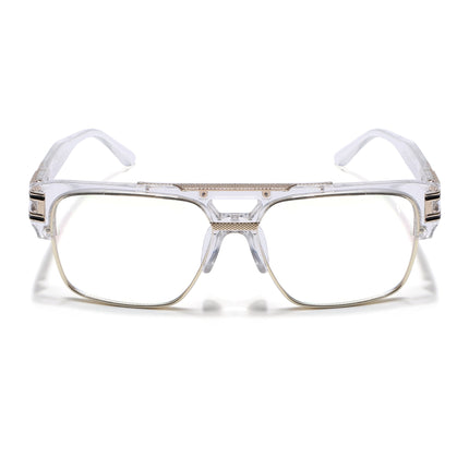 Voyage Exclusive Transparent & Golden Wayfarer Eyeglasses for Men & Women - MG5247-C2