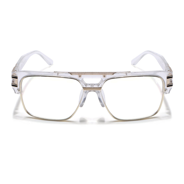 Voyage Exclusive Transparent & Golden Wayfarer Eyeglasses for Men & Women - MG5247-C2
