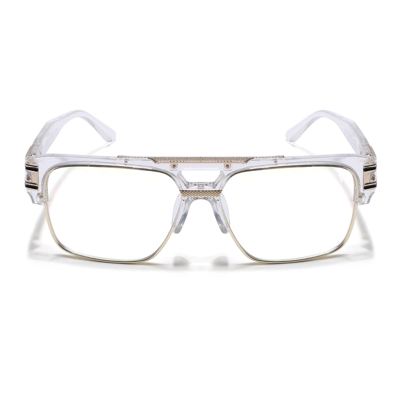 Voyage Exclusive Transparent & Golden Wayfarer Eyeglasses for Men & Women - MG5247-C2