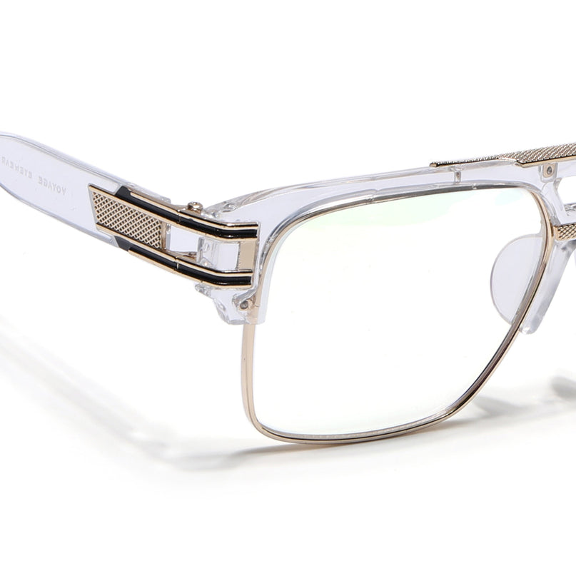 Voyage Exclusive Transparent & Golden Wayfarer Eyeglasses for Men & Women - MG5247-C2