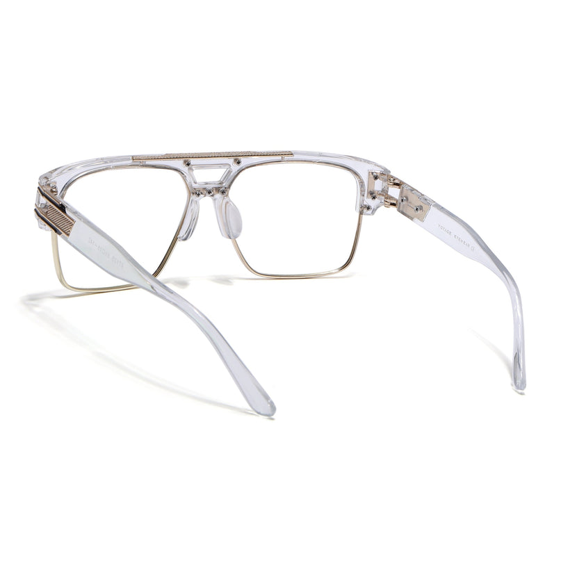 Voyage Exclusive Transparent & Golden Wayfarer Eyeglasses for Men & Women - MG5247-C2