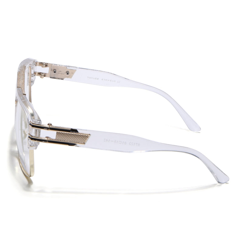 Voyage Exclusive Transparent & Golden Wayfarer Eyeglasses for Men & Women - MG5247-C2