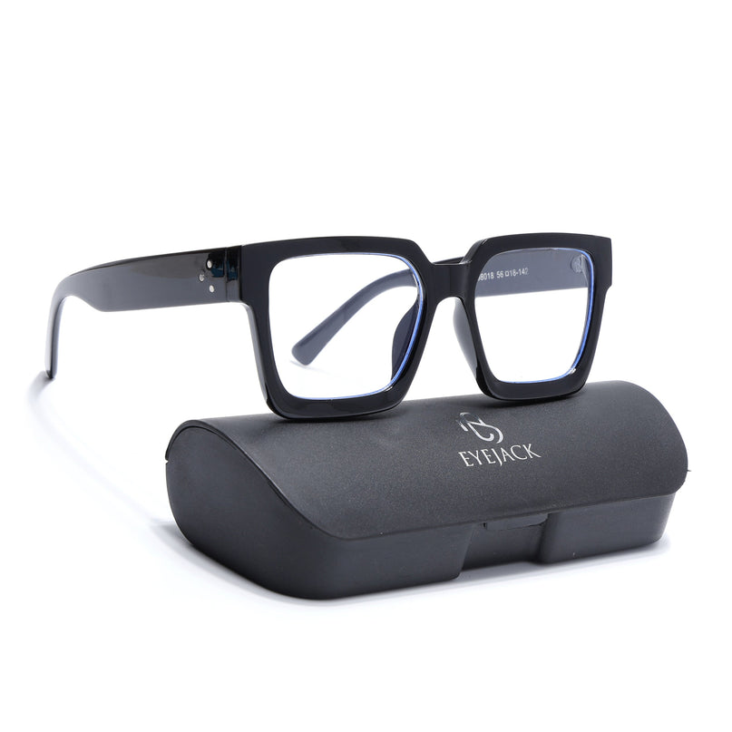 Eyejack Shine Black Square Eyeglasses for Men & Women (98018CL1154)