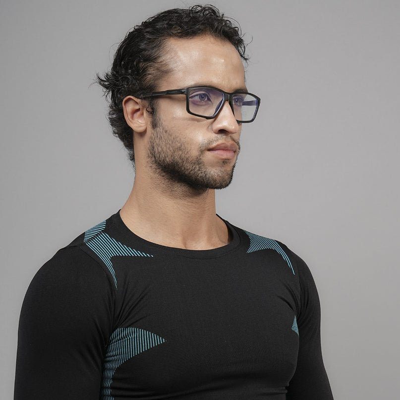 Voyage Active Black Rectangle Eyeglasses for Men & Women - MG5683-C1