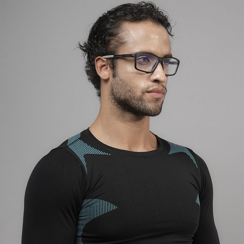 Voyage Active Black Rectangle Eyeglasses for Men & Women - MG5684-C2