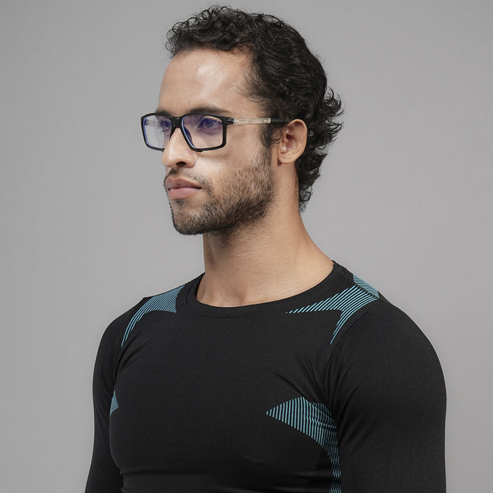 Voyage Active Black Rectangle Eyeglasses for Men & Women - MG5685-C3