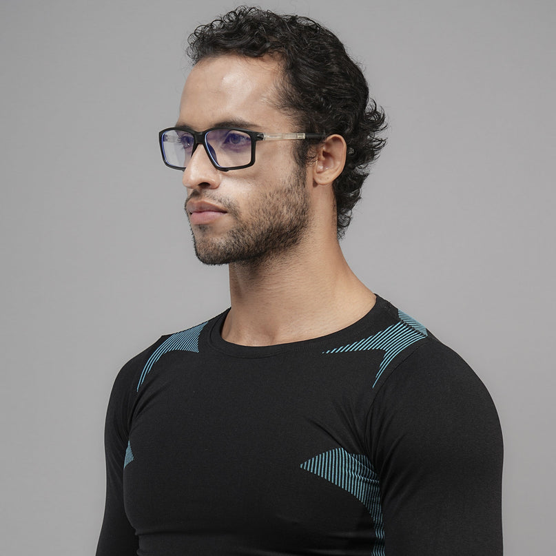 Voyage Active Black Rectangle Eyeglasses for Men & Women - MG5685-C3