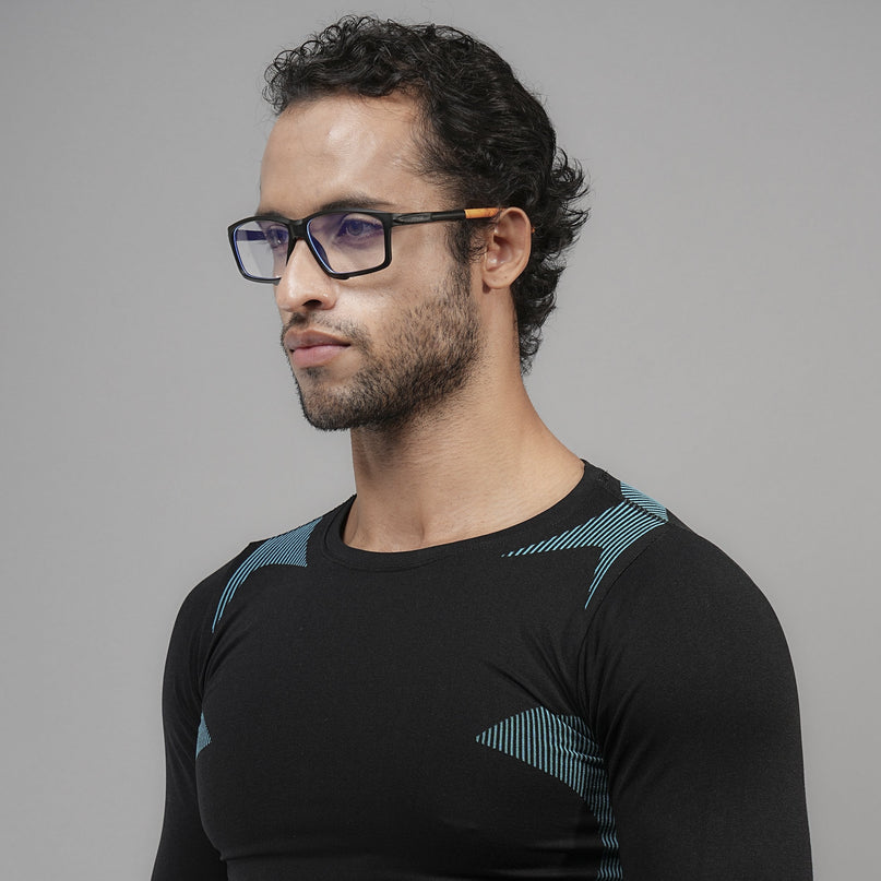 Voyage Active Black Rectangle Eyeglasses for Men & Women - MG5689-C7