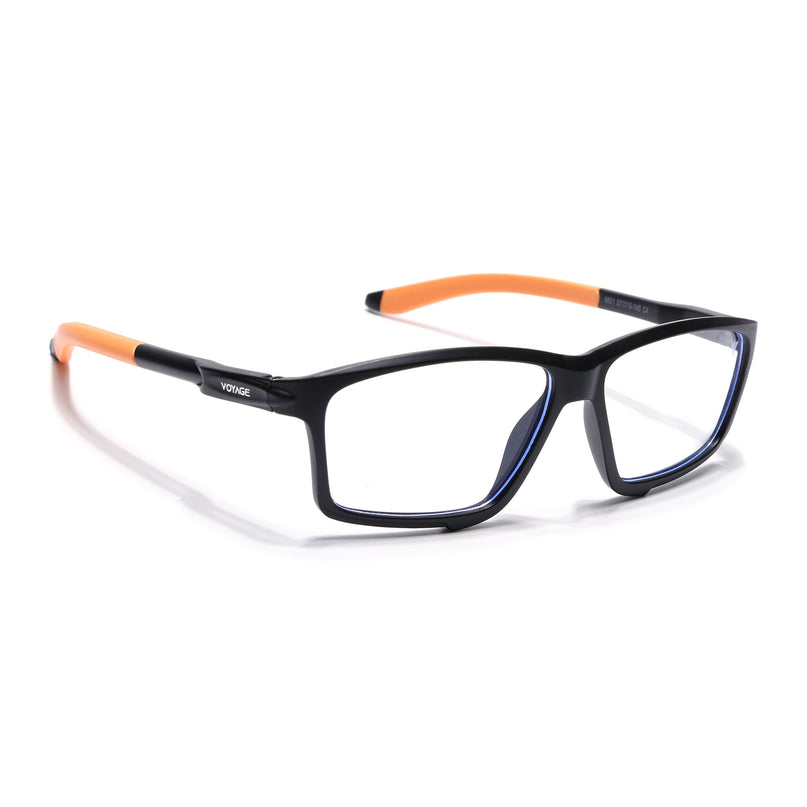 Voyage Active Black Rectangle Eyeglasses for Men & Women - MG5689-C7