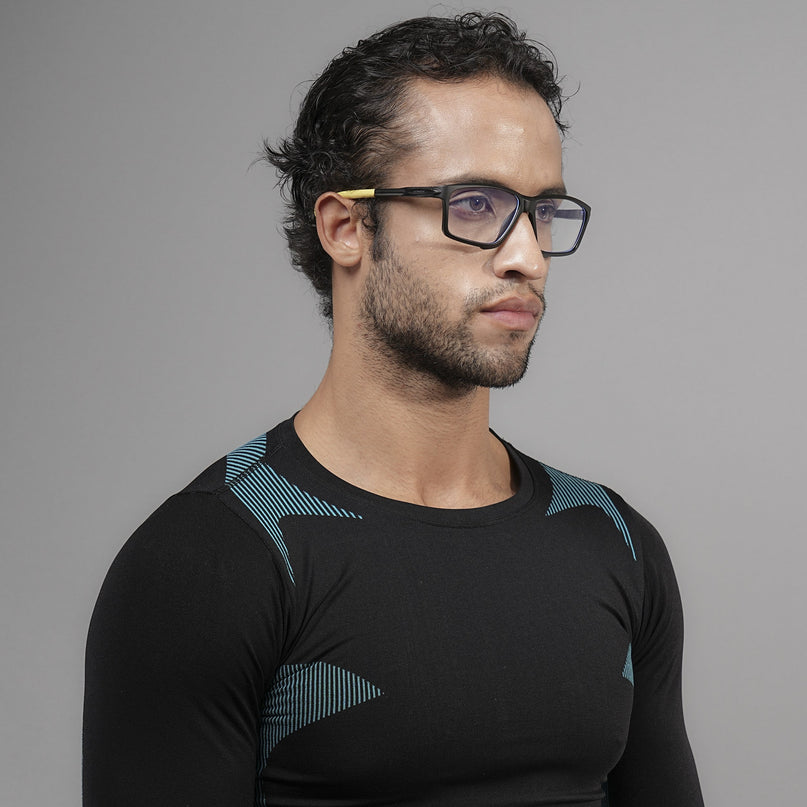 Voyage Active Black Rectangle Eyeglasses for Men & Women - MG5691-C9